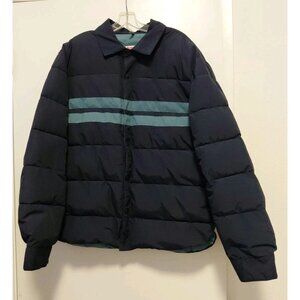 Birdwell Beach Britches Jacket Mens Nylon Full Zip Puffer Navy Blue Stripe XL